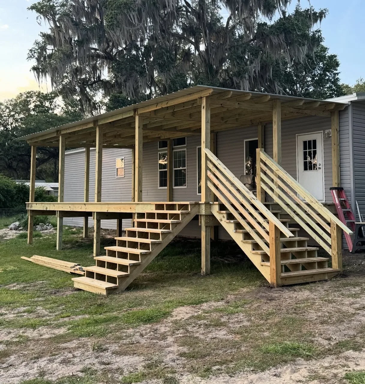 Tampa deck repair and re-decking - covered porch deck stairs