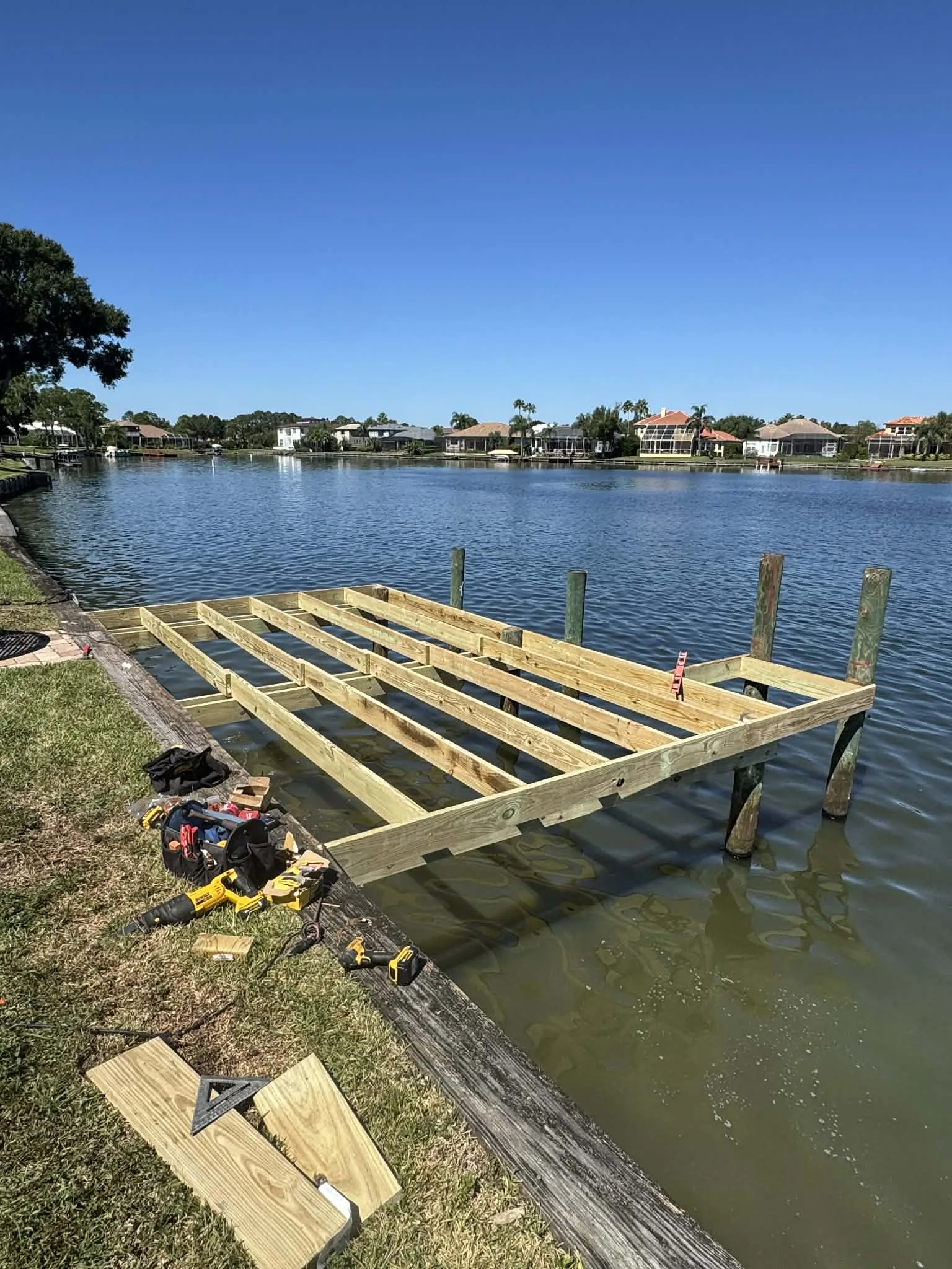 Apollo Beach deck builders - dock framing over water