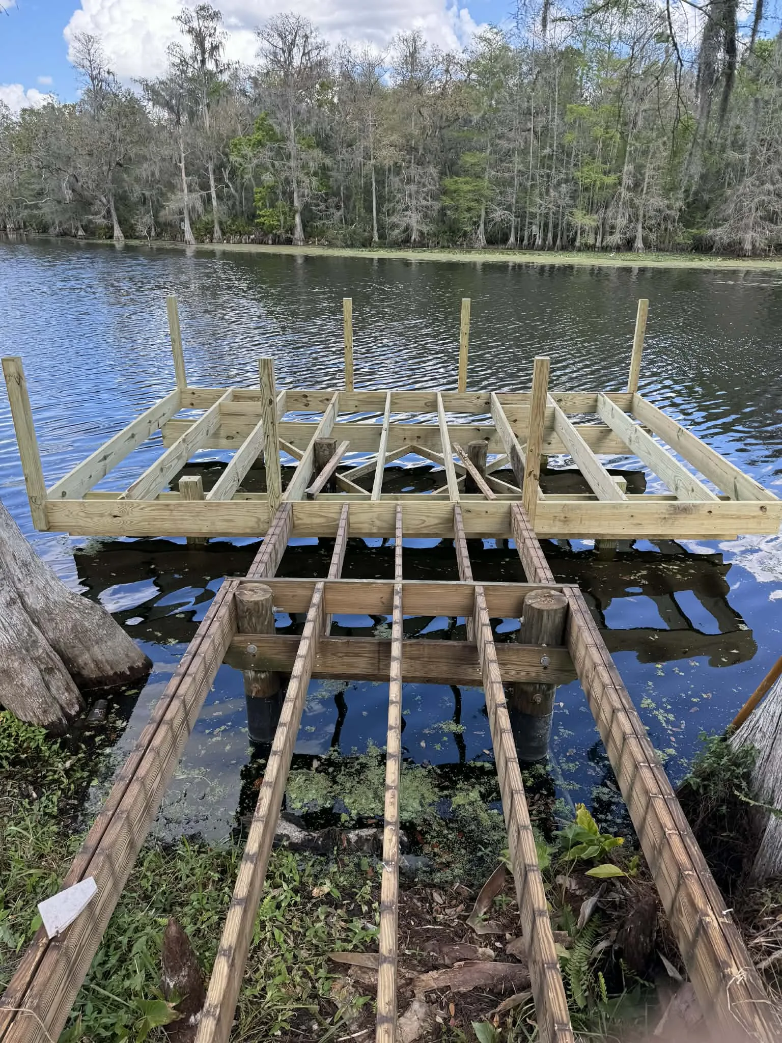 Temple Terrace deck builders - dock joist framing over lake